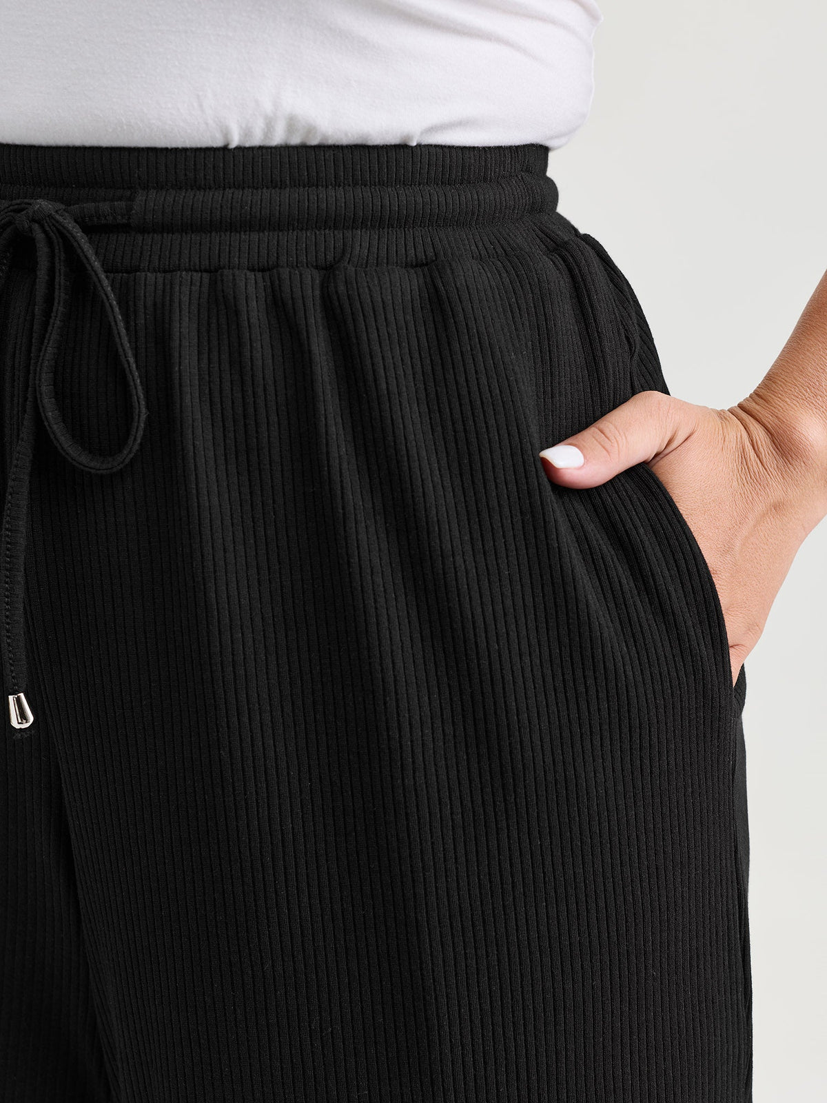 Drawstring Waist Stretchy Textured Sweatpants