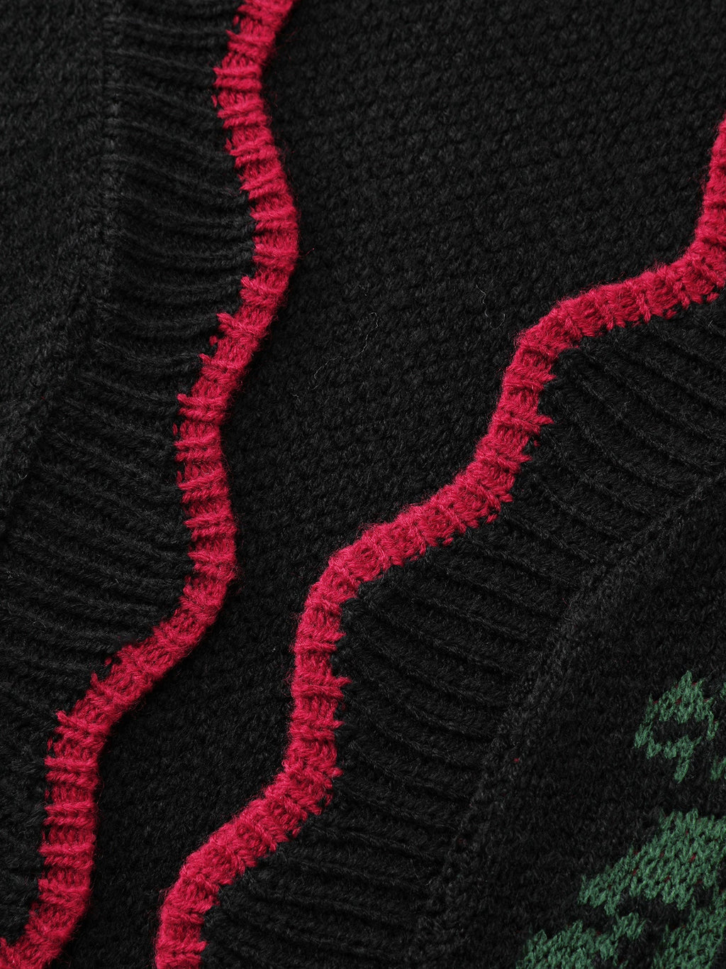 Rose Pattern Jacquard Color Contrast Knit Cardigan