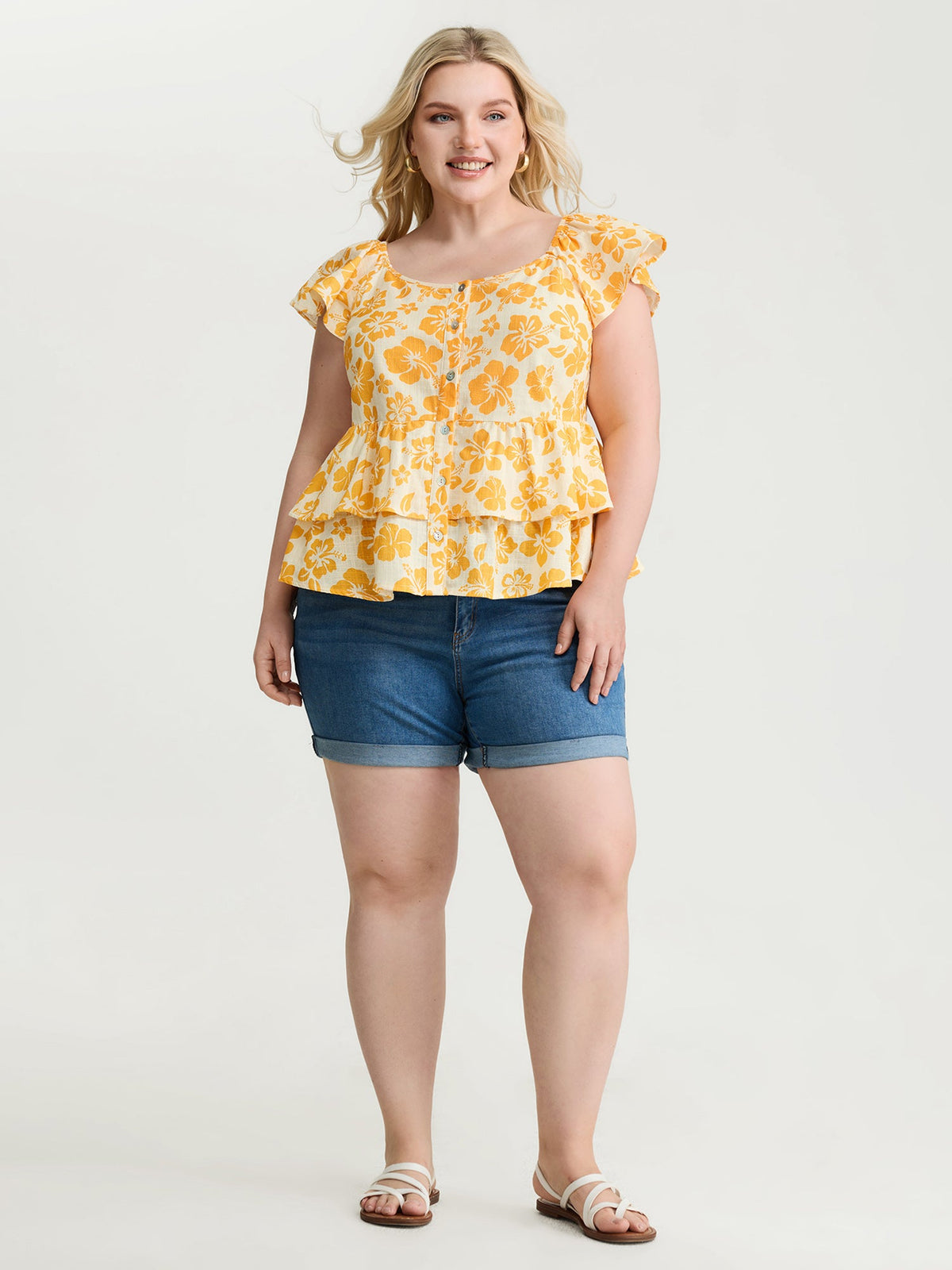 Pure Cotton Vibrant Floral Layered Blouse