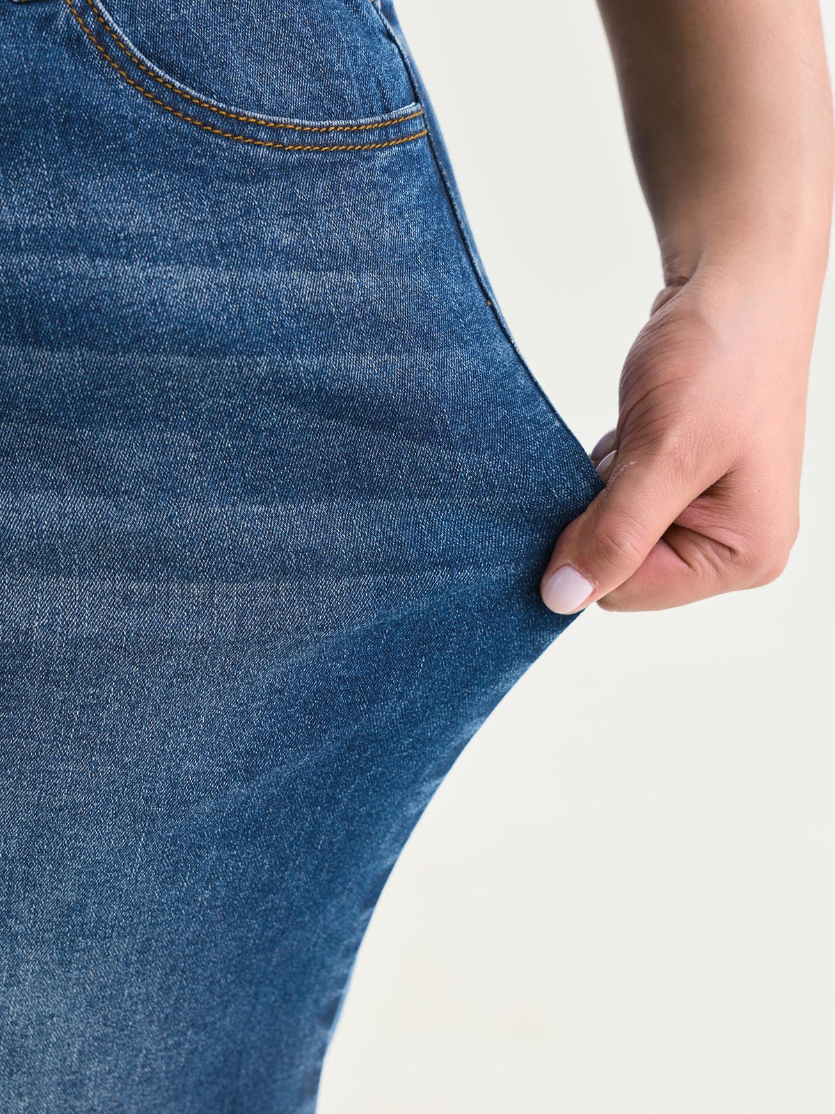 Pull-On Stretchy Denim Shorts