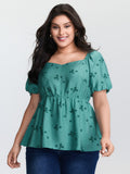 Floral Print Sweetheart Neckline Rayon Blouse