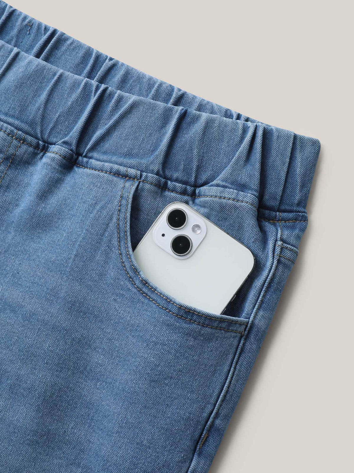 Pull-On Stretchy Skinny-Fit Denim Shorts