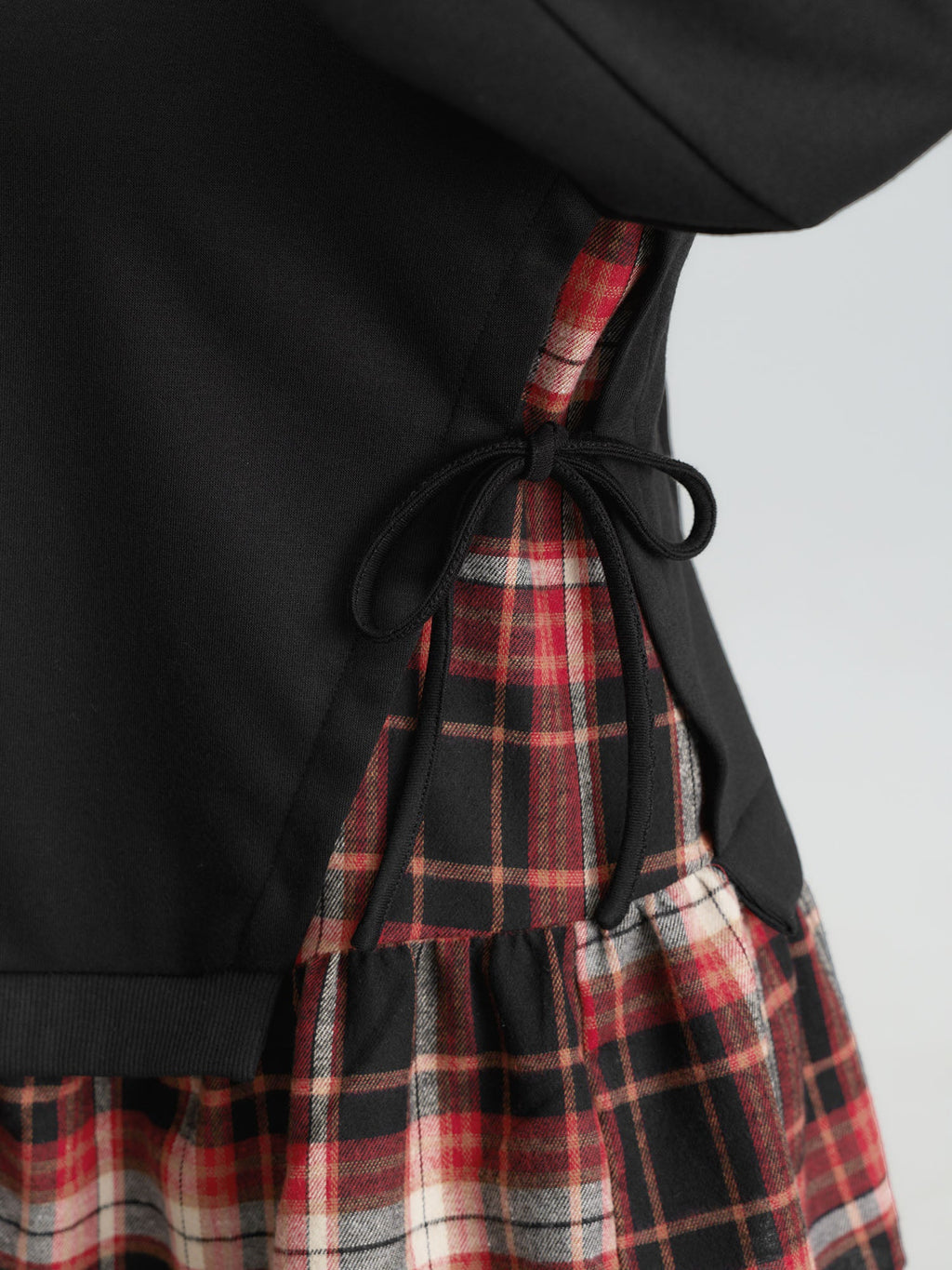 Plaid Pattern Layered Stretchy Sweatshirt
