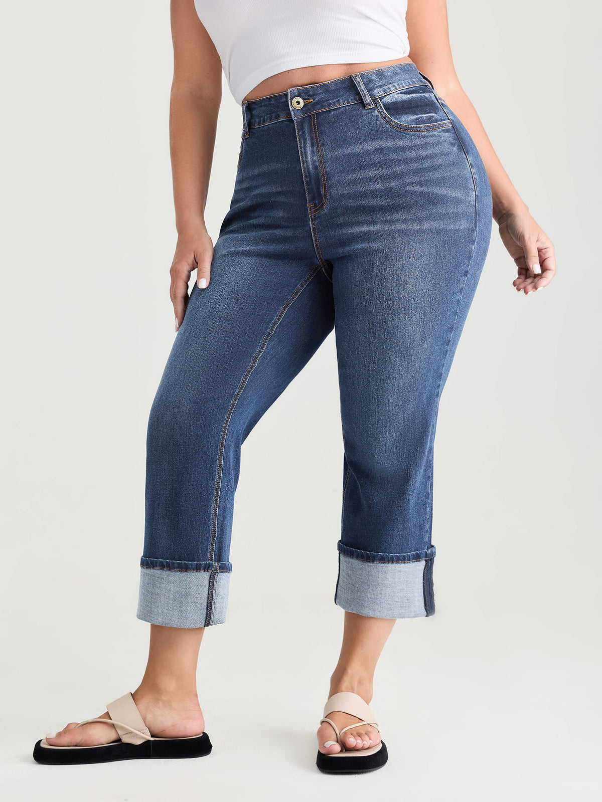 Thigh-Friendly Capri Straight-Leg Jeans