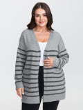 Striped Open-Front Knit Cardigan