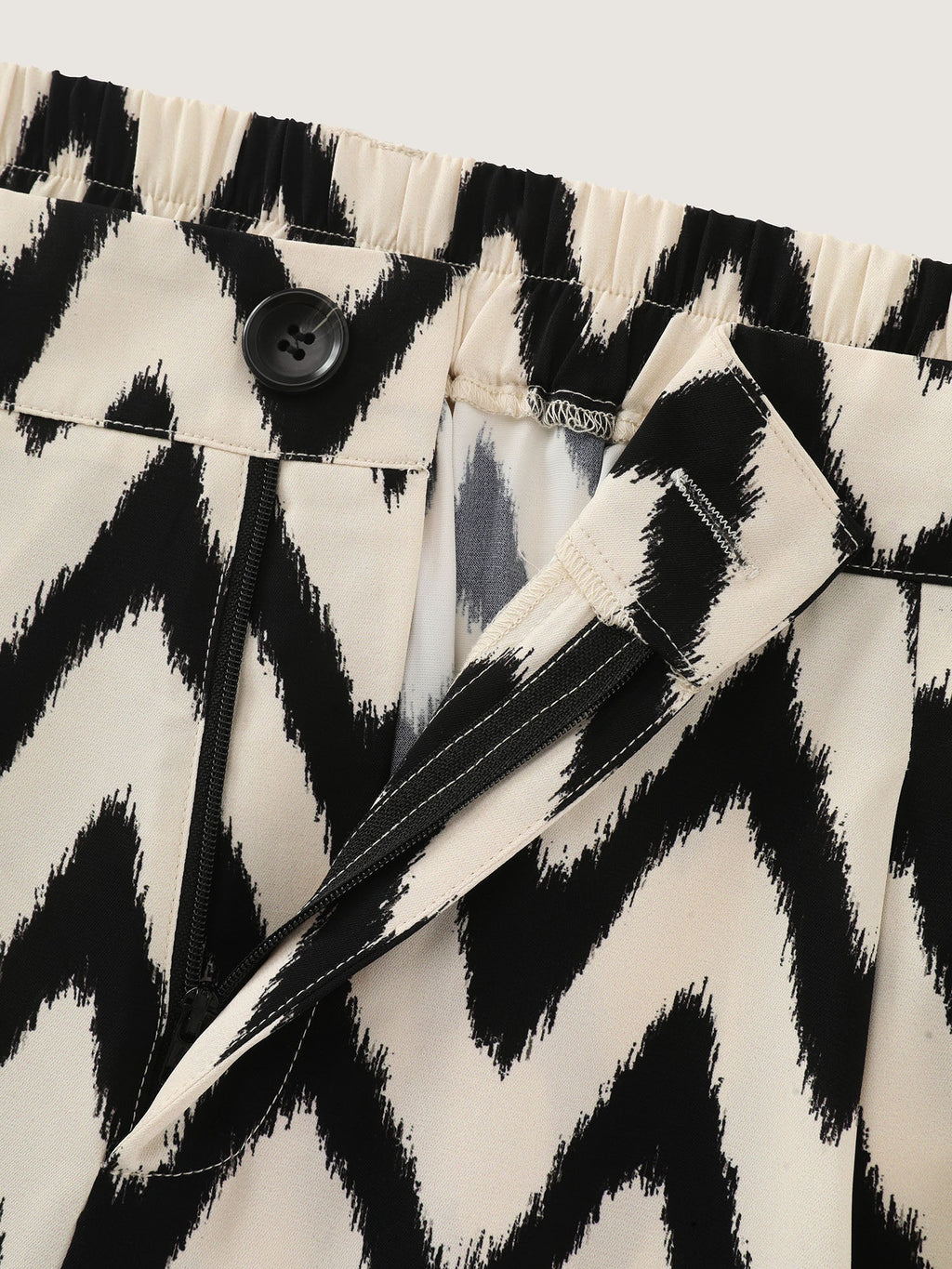 Geometric Print Pull-On Wide-Leg Pants