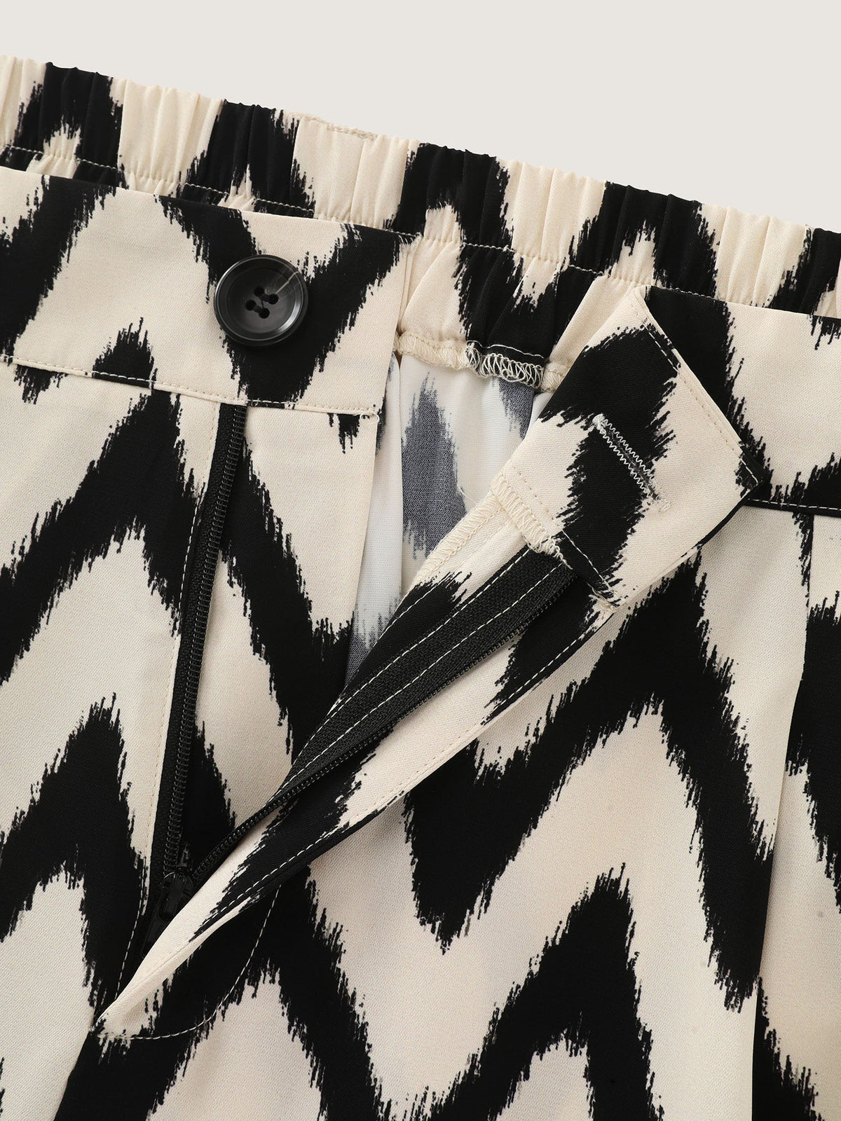 Geometric Print Pull-On Wide-Leg Pants
