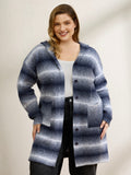 Color Gradient Textured Hooded Cardigan