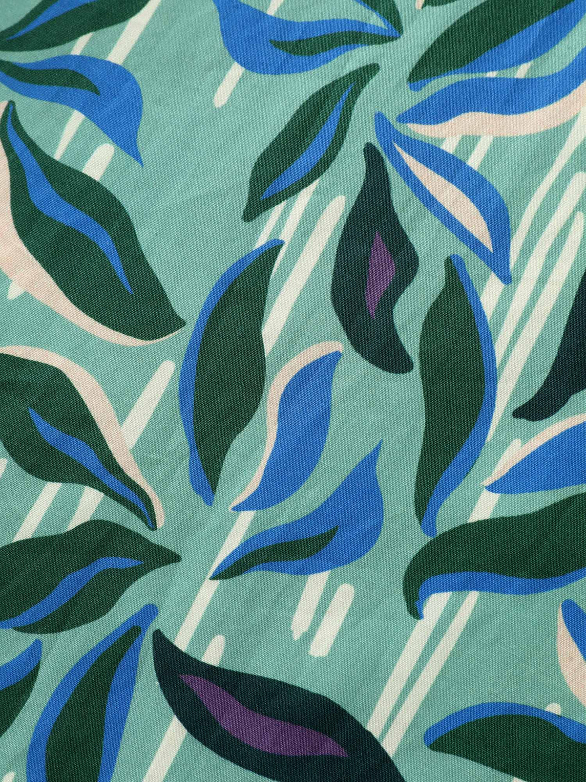 Cotton Tropical Leaf Print Irregular Sleeve Blouse