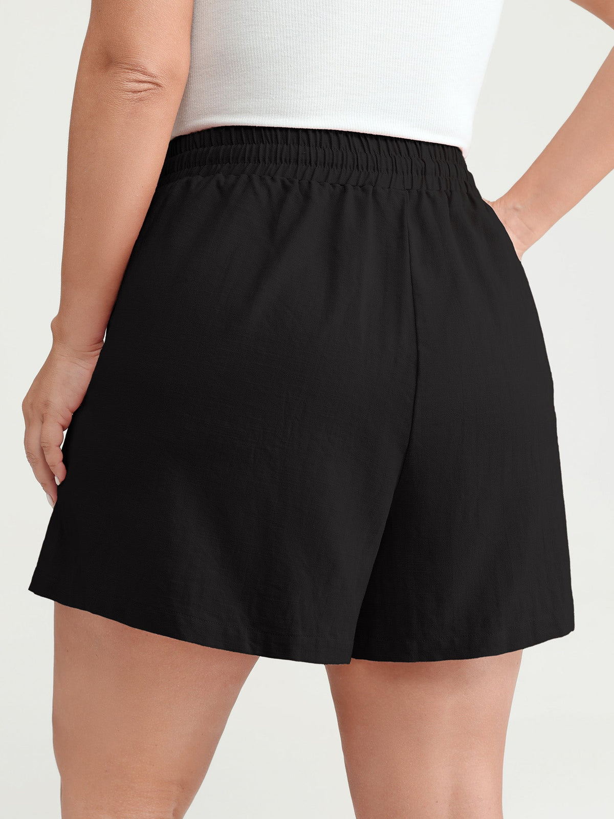 Cotton Drawstring Elastic Waist Pockets Shorts