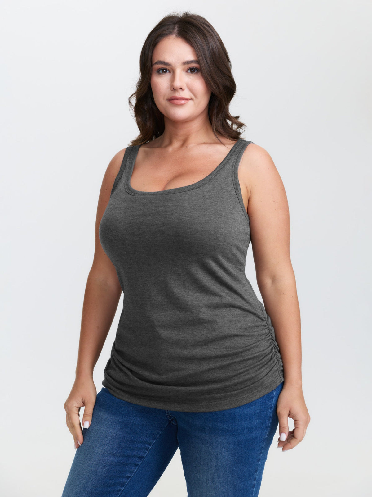 Supportive Bra Pleated Fitted Tank Top