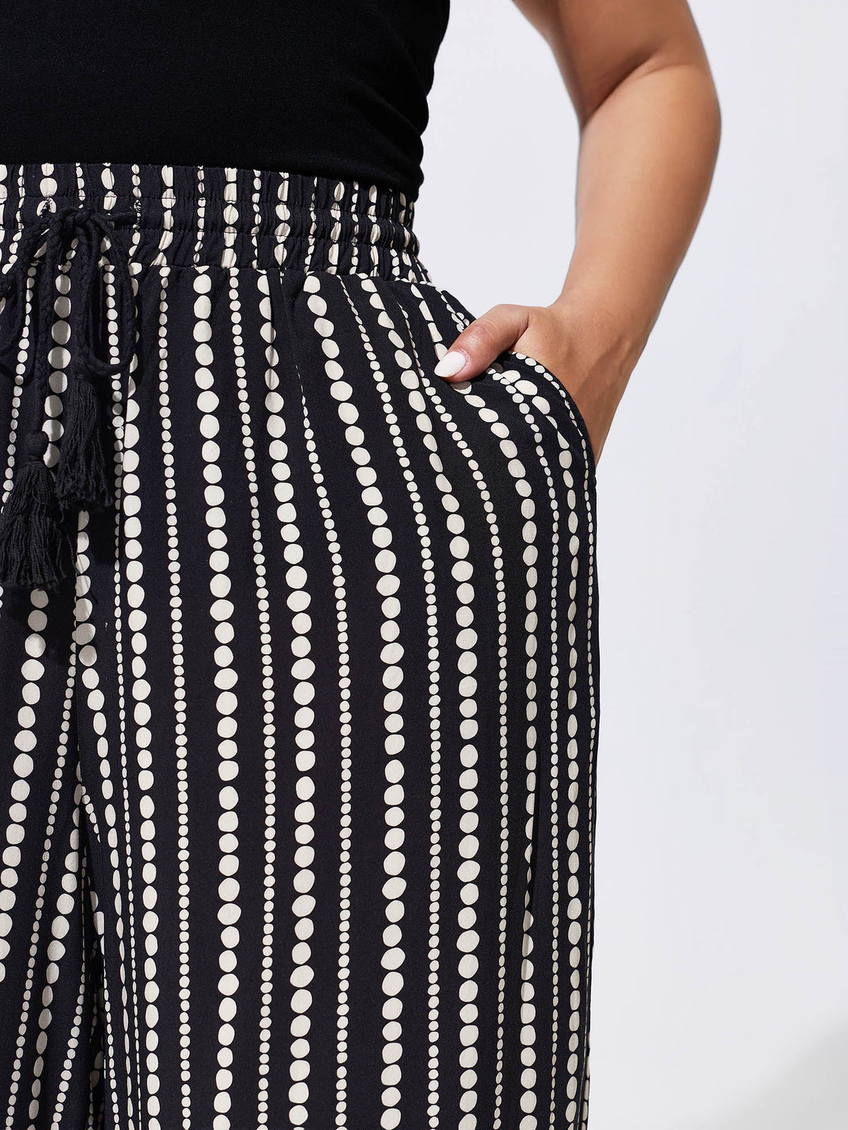 Striped Print Drawstring Waist Pants