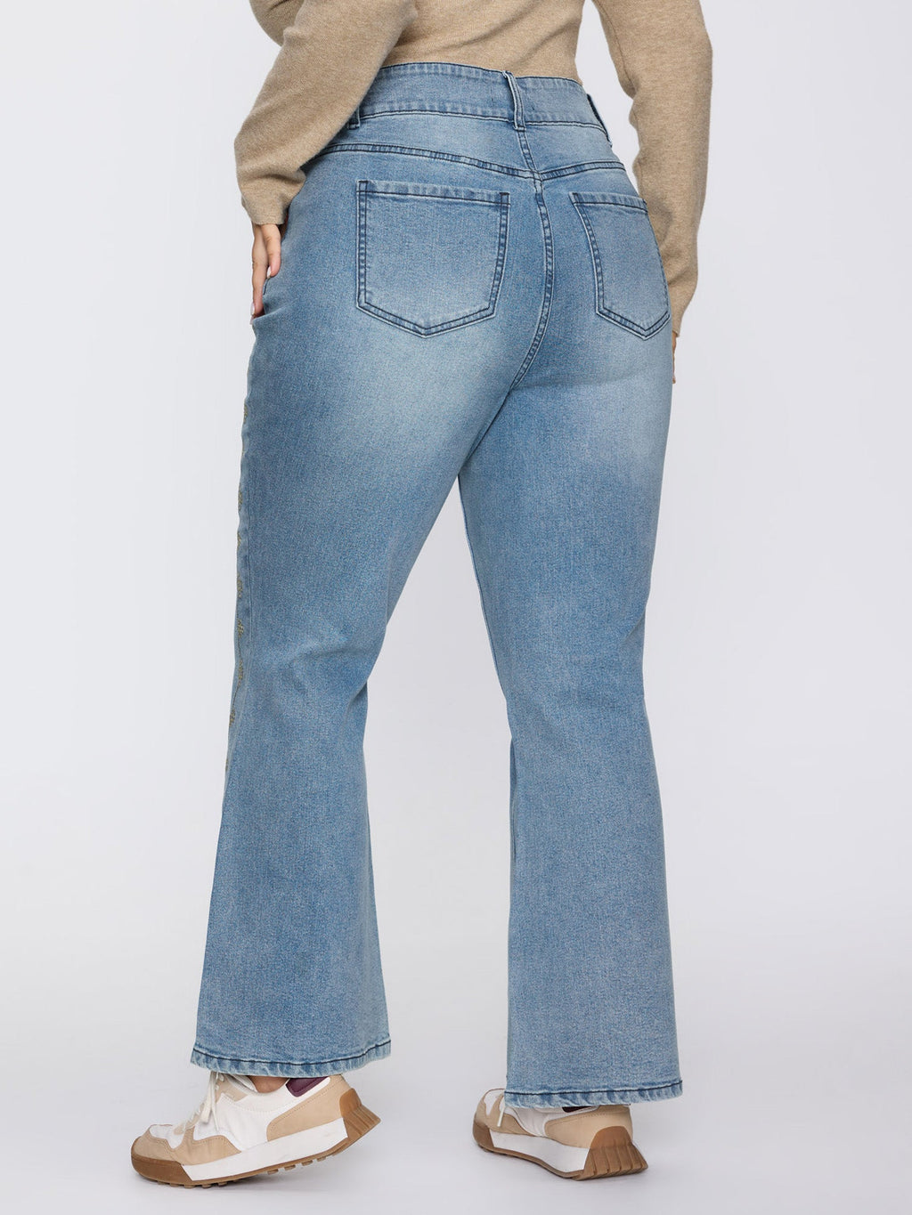 Supersoft Floral Embroidered Flared Hem Jeans