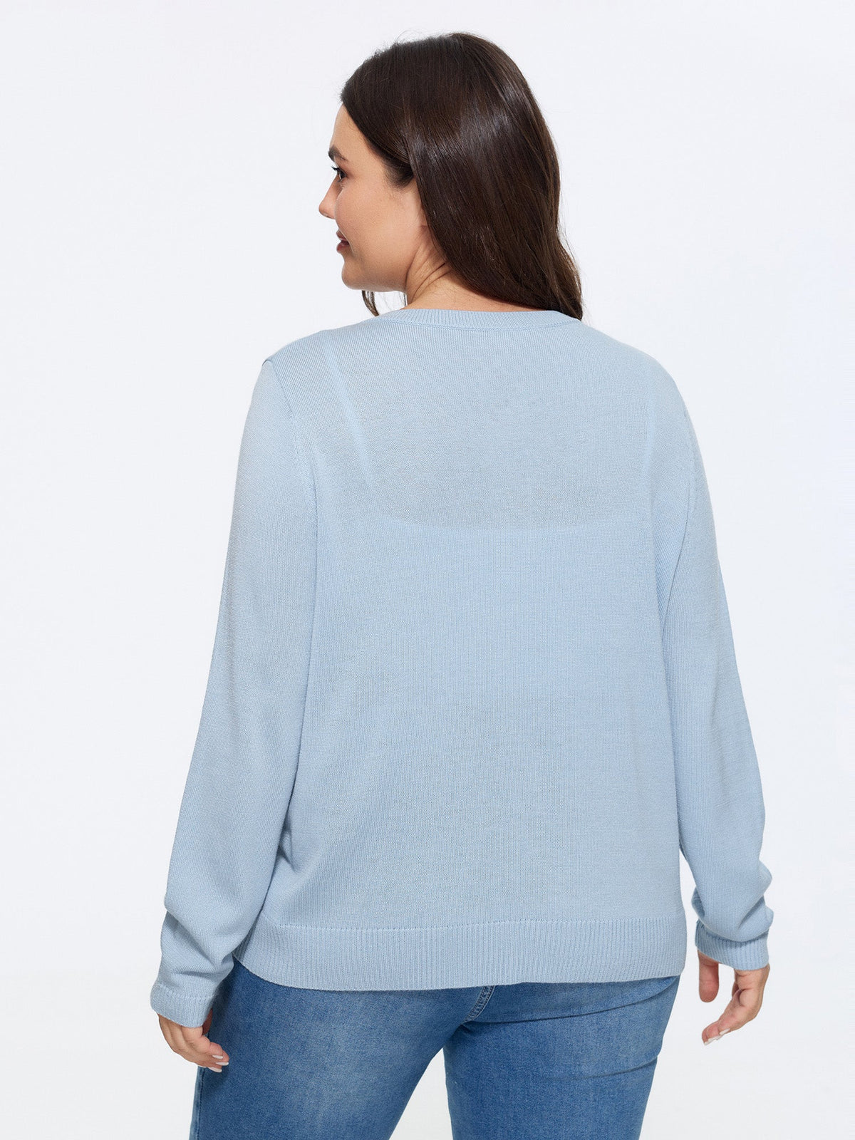 Classic Solid Crew Neck Button Down Knit Cardigan