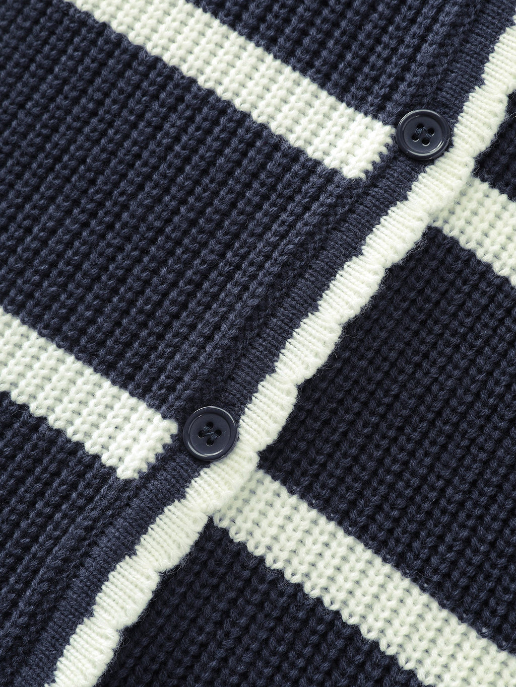 Striped Sailor Collar Pockets Knit Cardigan