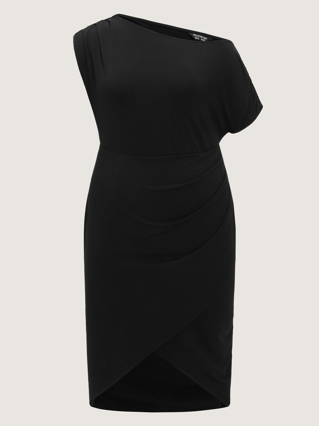 One-Shoulder Draped Sheath Midi Dress