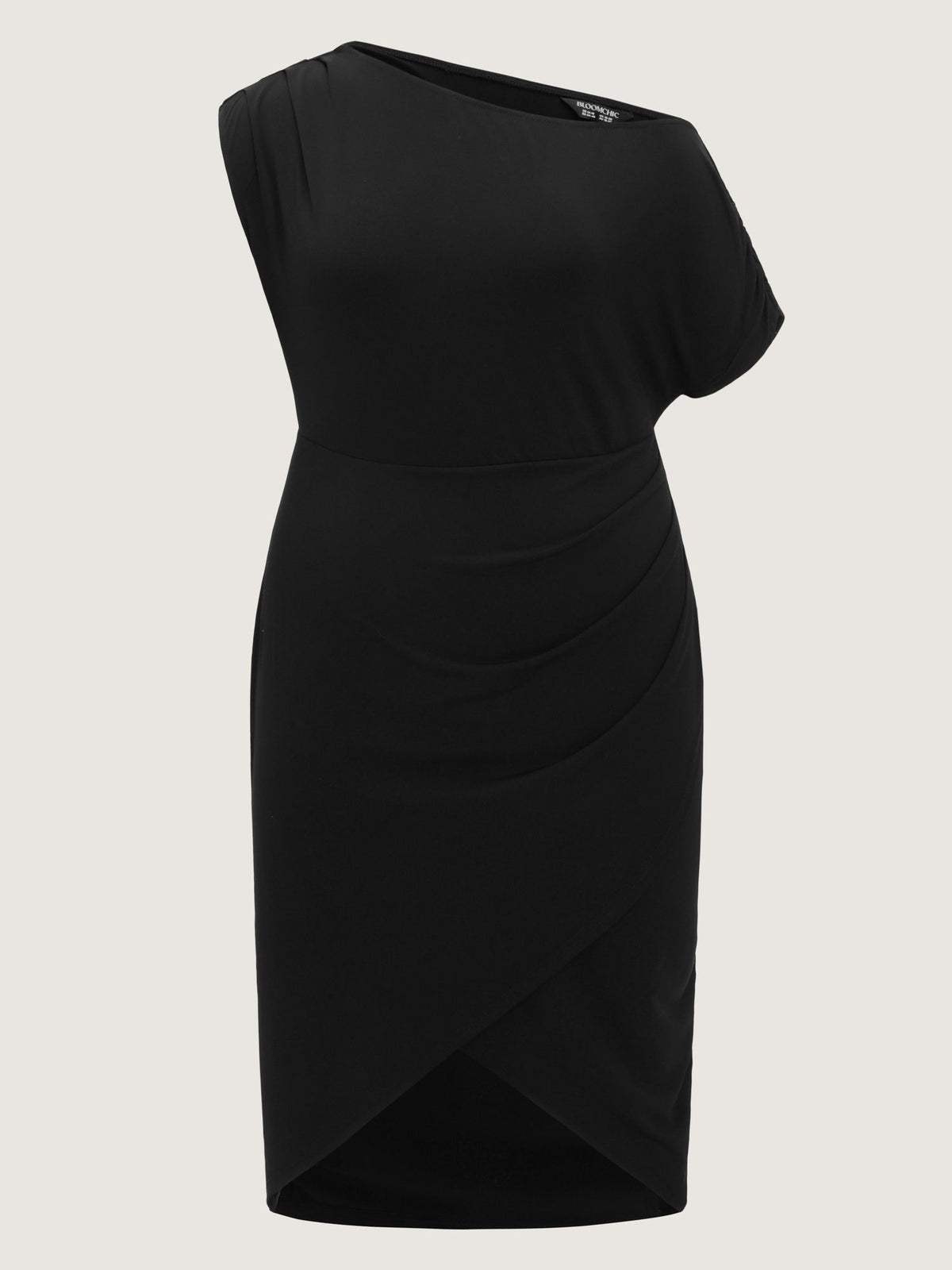 One-Shoulder Draped Sheath Midi Dress