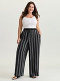 Abstract Striped Drawstring Shirred Waist Pants