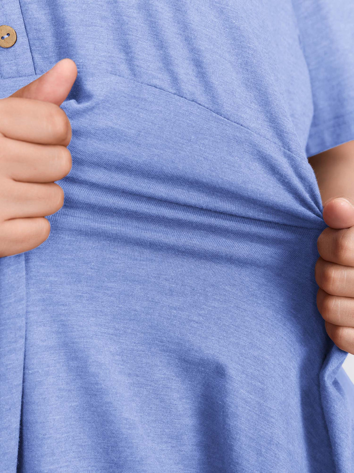 Supersoft Stretchy Ruffled Hemline Button T-Shirt