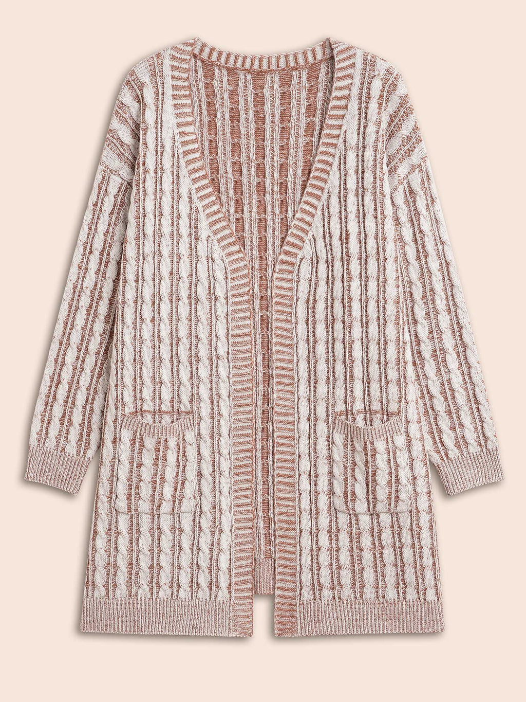 Texture Cable Knit Patch Pocket Cardigan