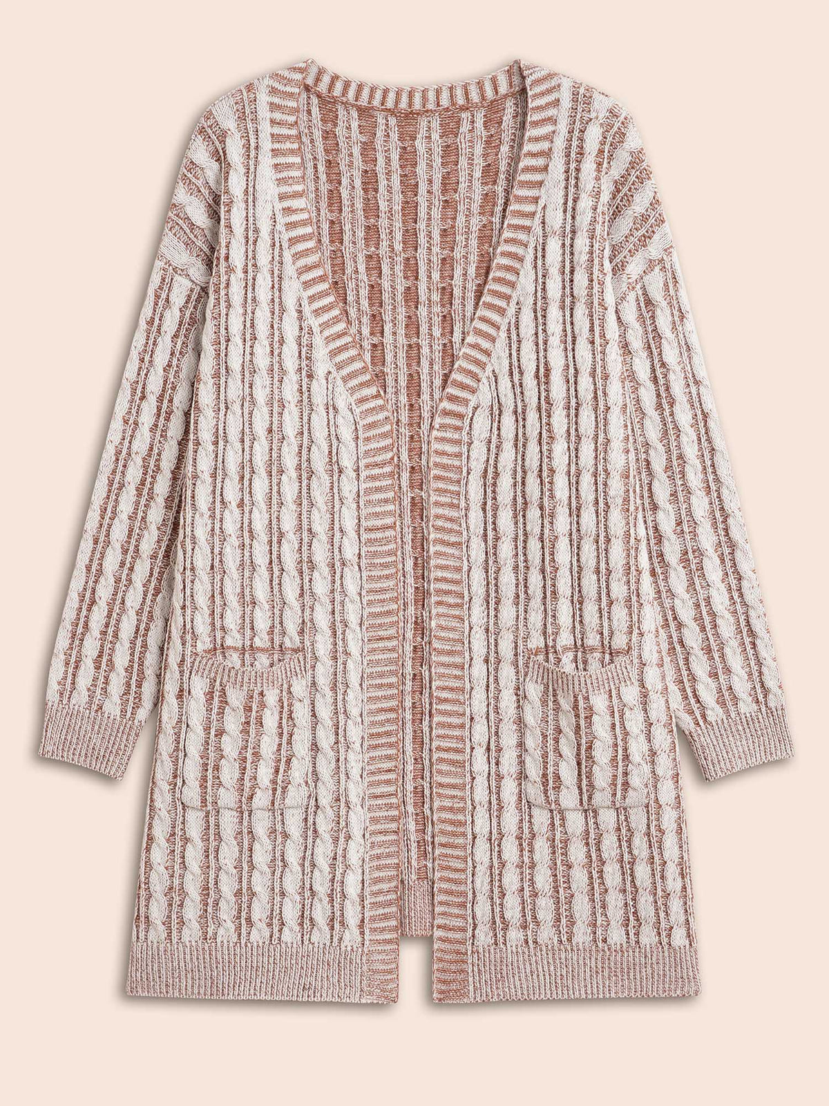 Texture Cable Knit Patch Pocket Cardigan