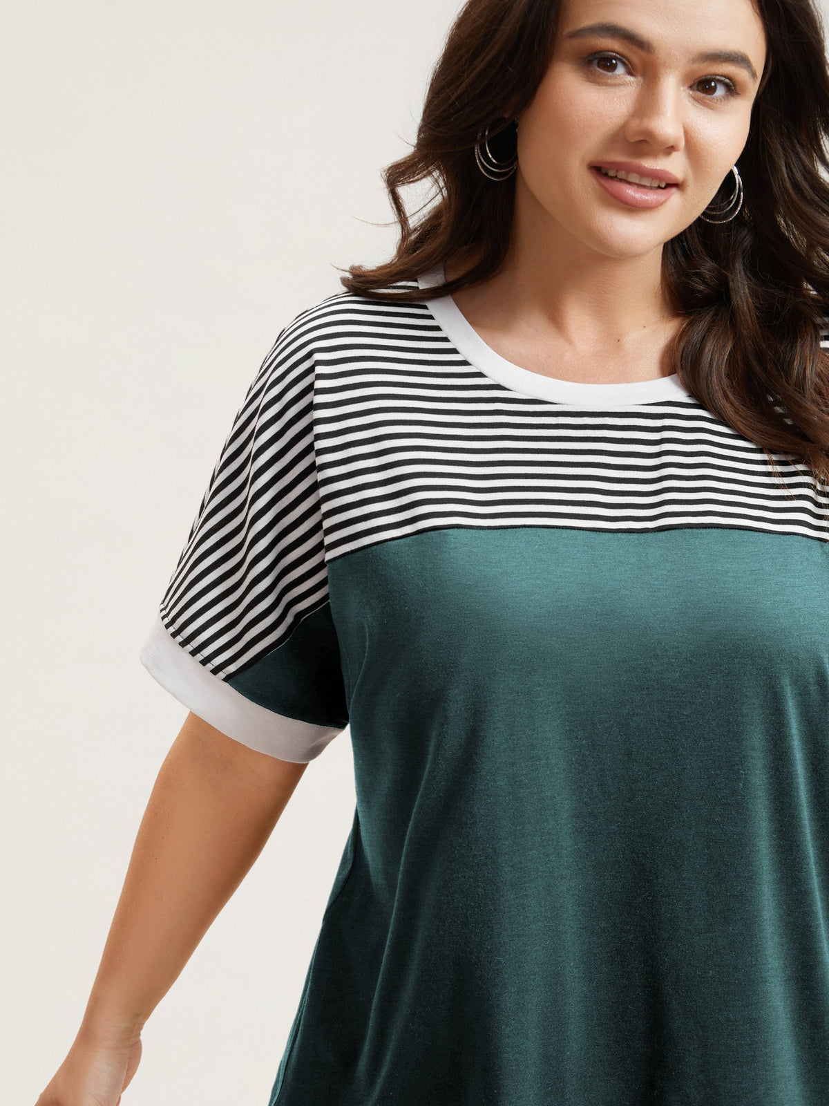 Solid and Striped Contrast Hem T-Shirt