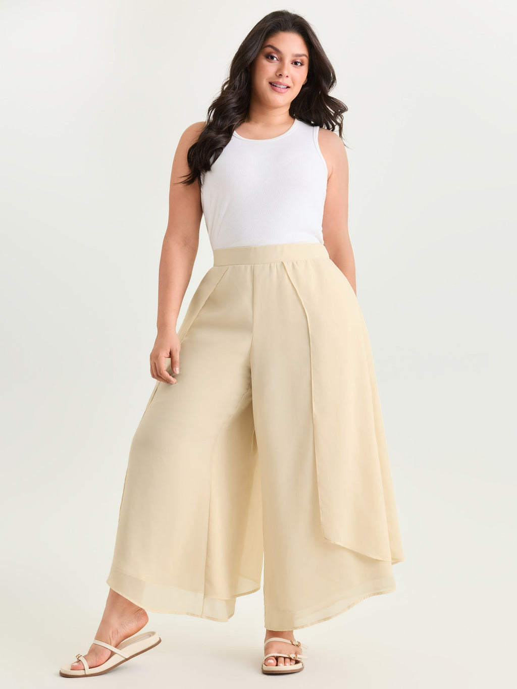 Chiffon Stretchy Waist Flowy Pants