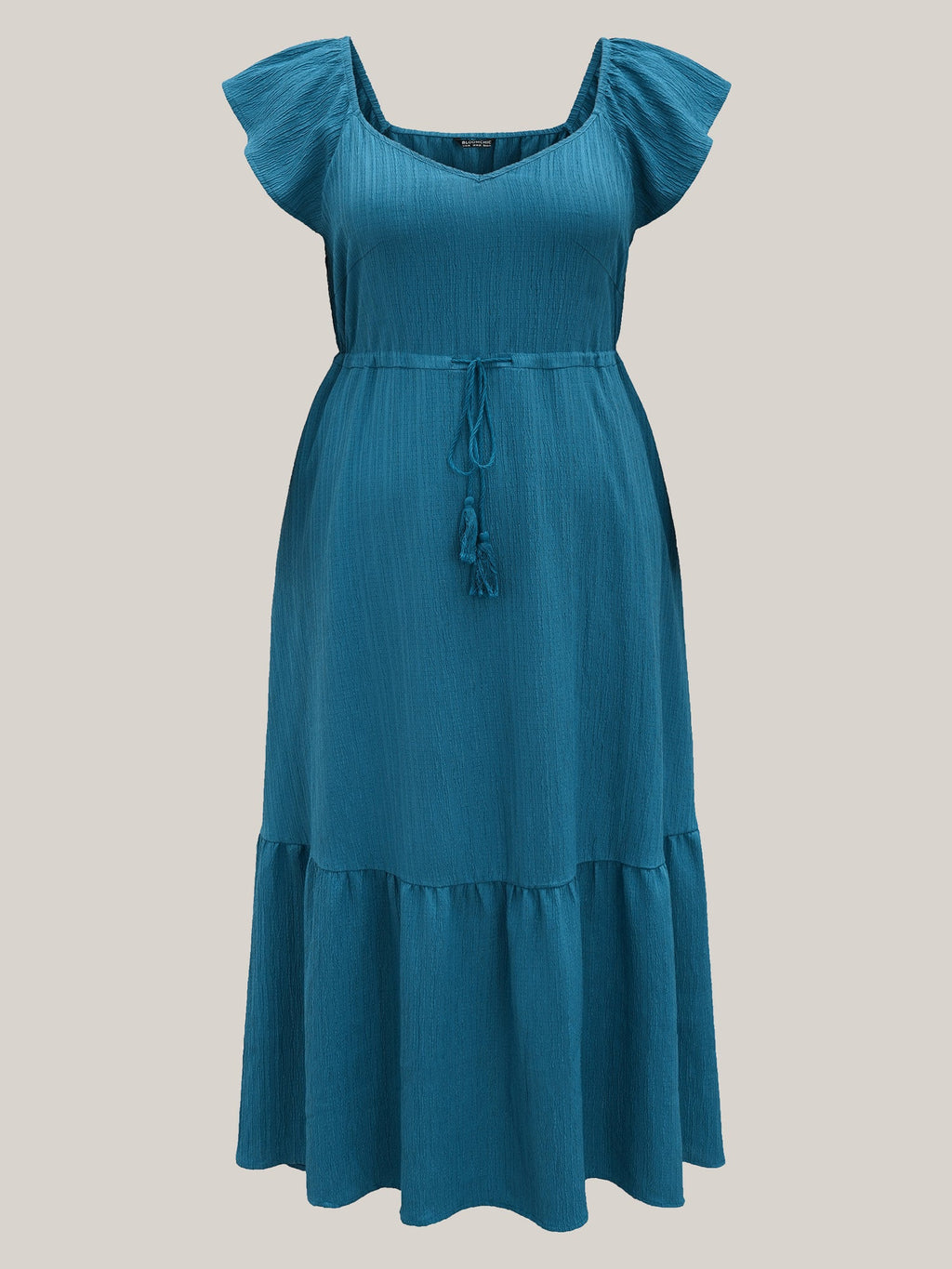 Texture Drawstring Tie Knot Tassels Dress