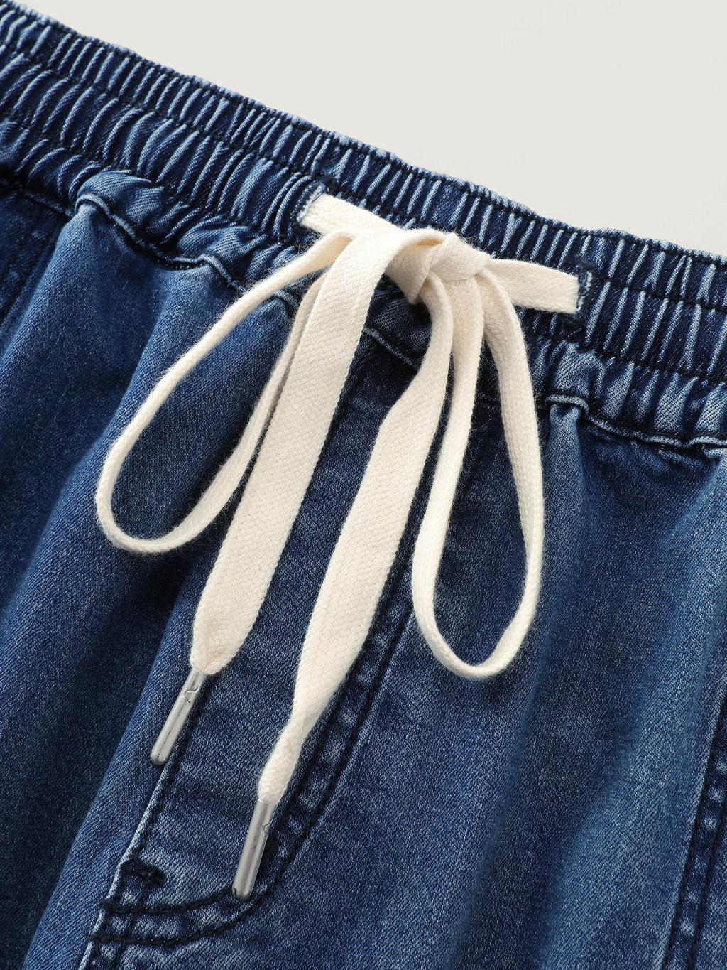 Pull-On Elastic Waist Denim Shorts