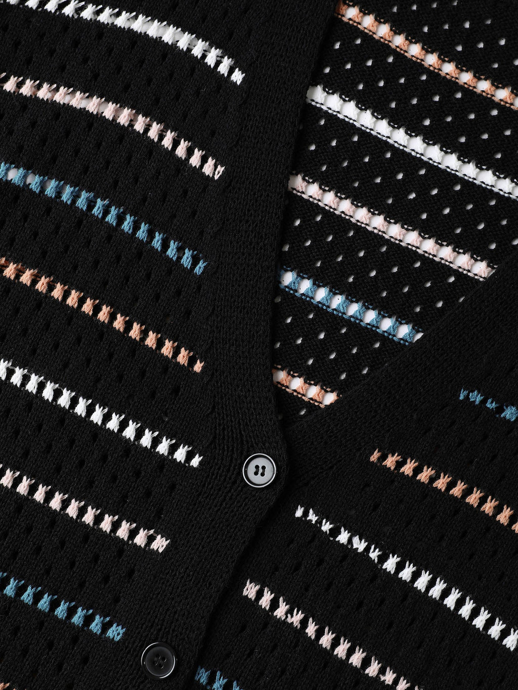 Colorful Stripes Button Detail Knit Cardigan