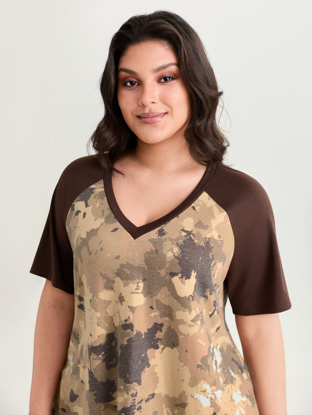 Camouflage Print Raglan Sleeve T-Shirt
