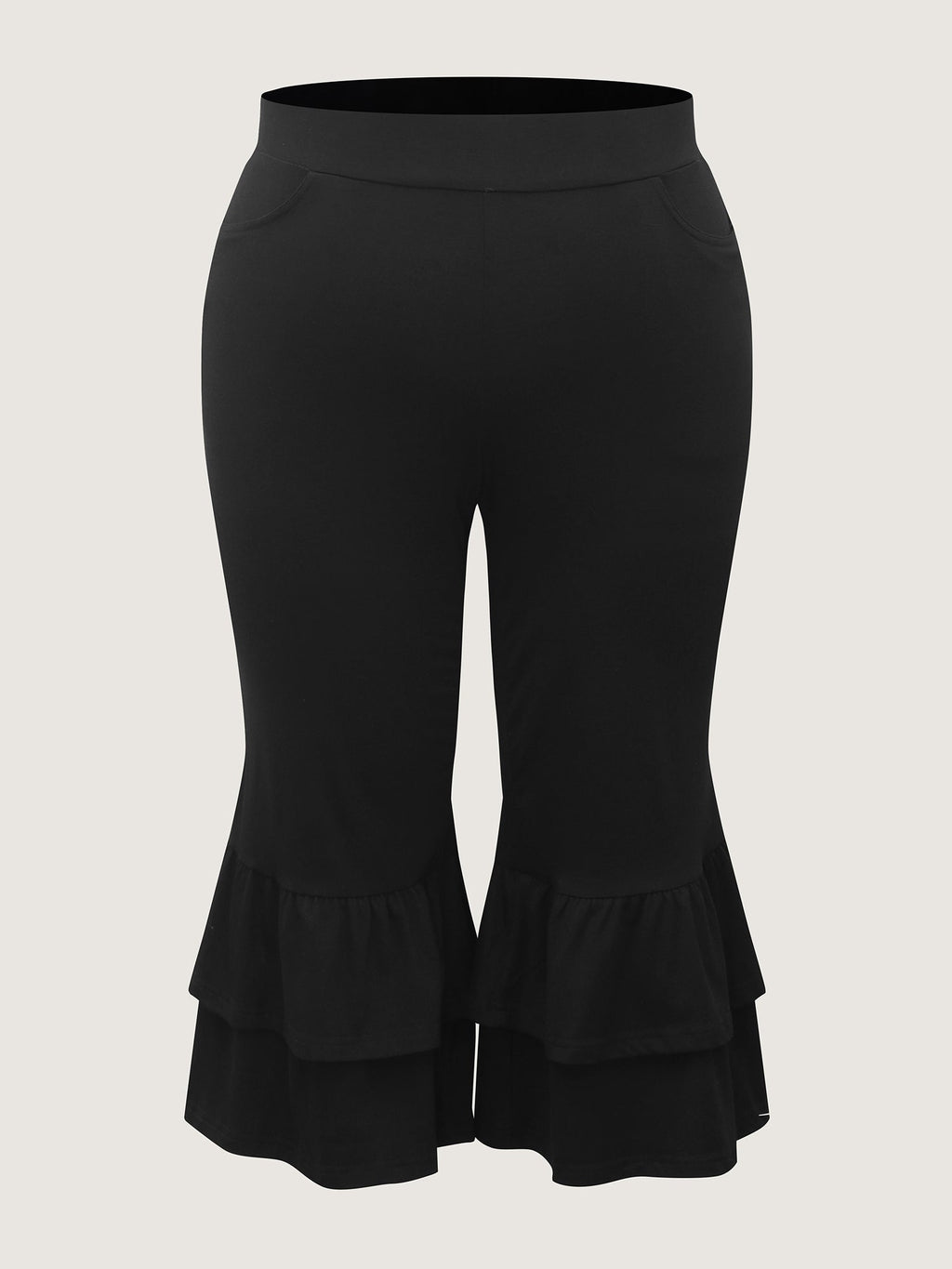 Layered Ruffled Flare Hem Capri Pants