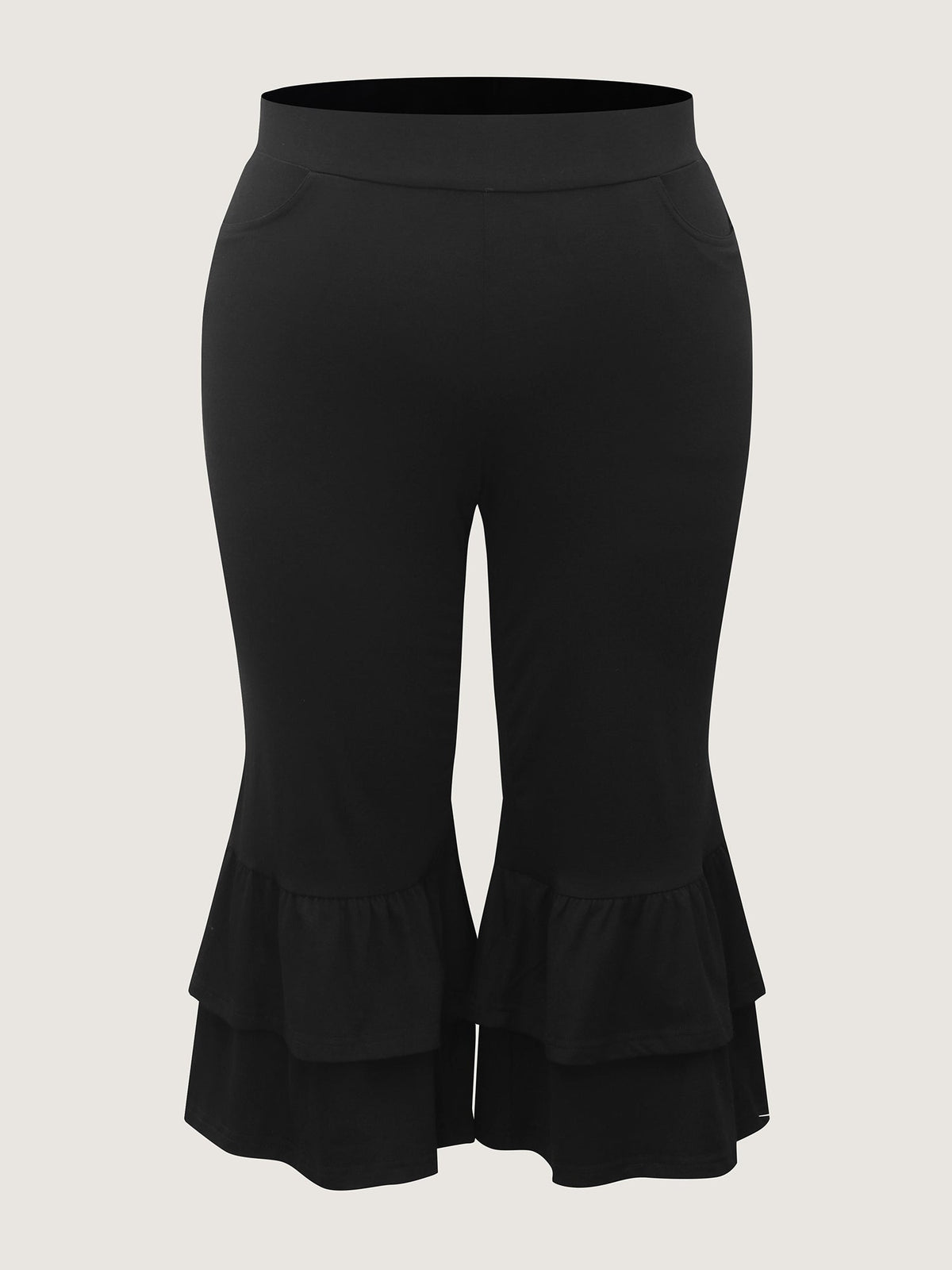 Layered Ruffled Flare Hem Capri Pants