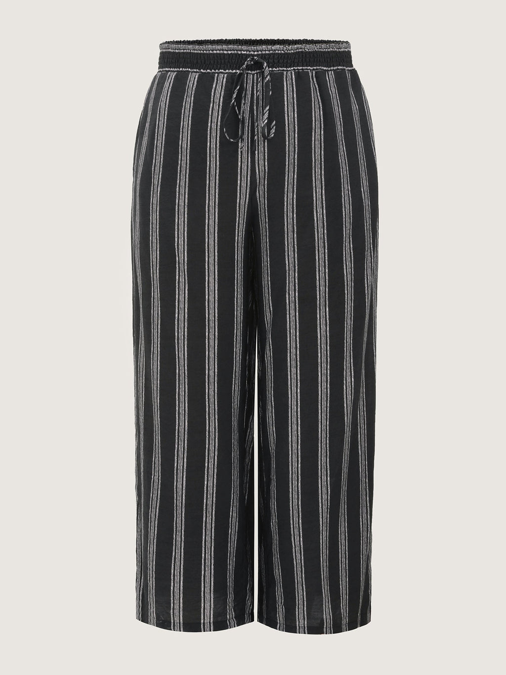 Abstract Striped Drawstring Shirred Waist Pants