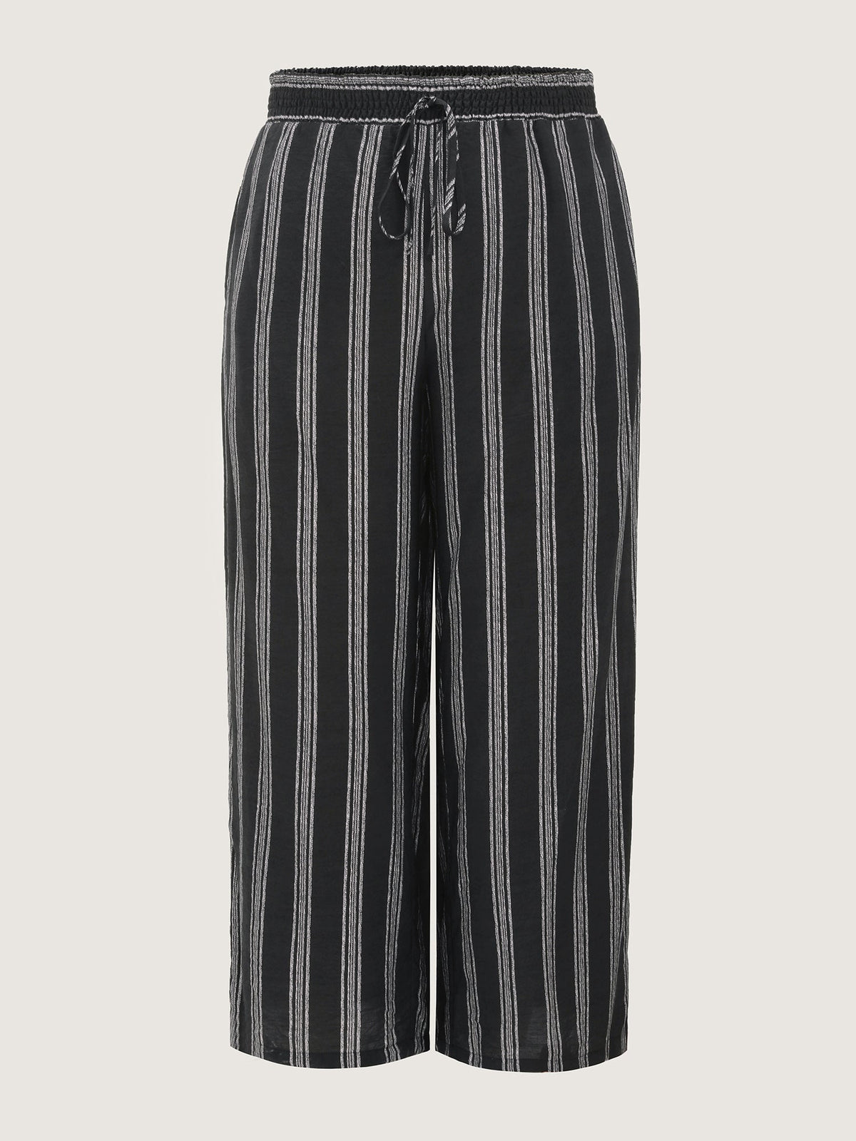 Abstract Striped Drawstring Shirred Waist Pants