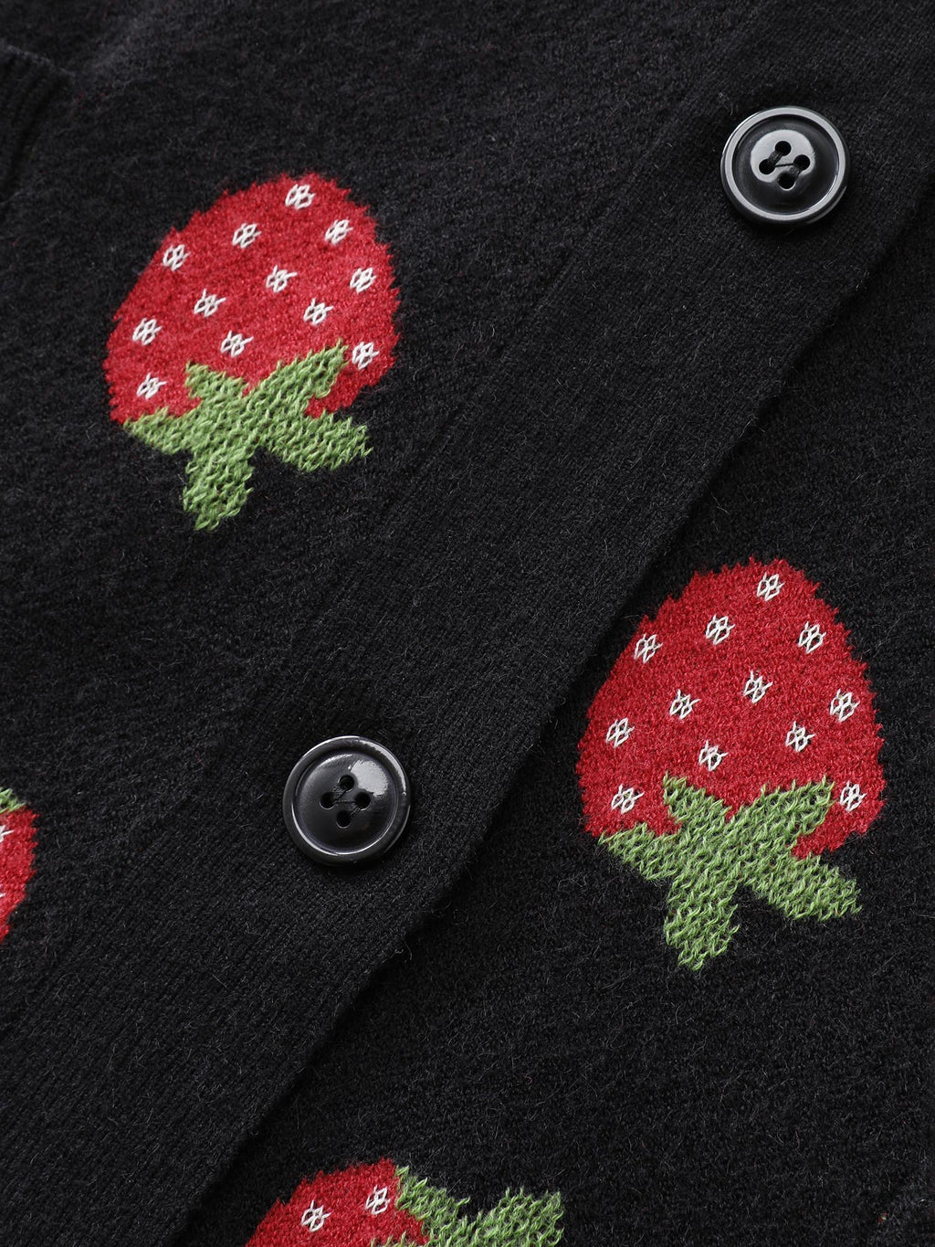 Strawberry Jacquard Pattern Knit Cardigan
