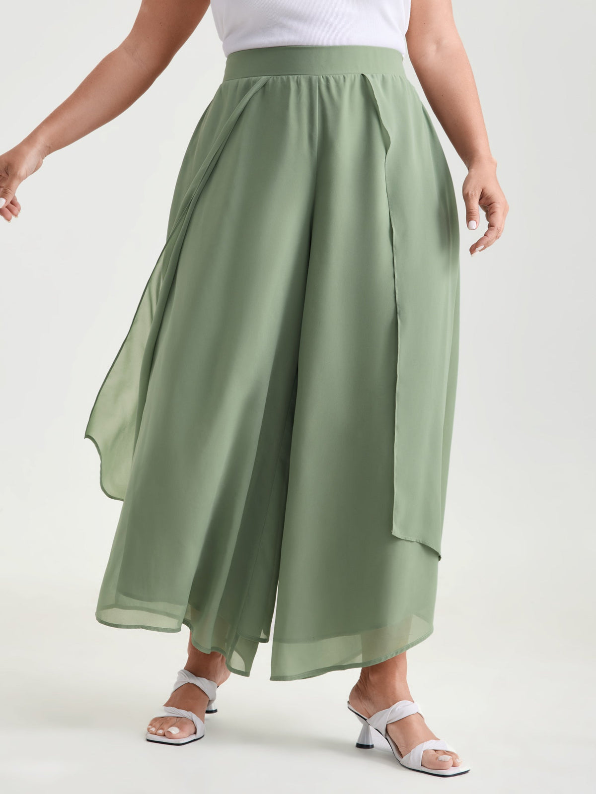 Chiffon Stretchy Waist Flowy Pants