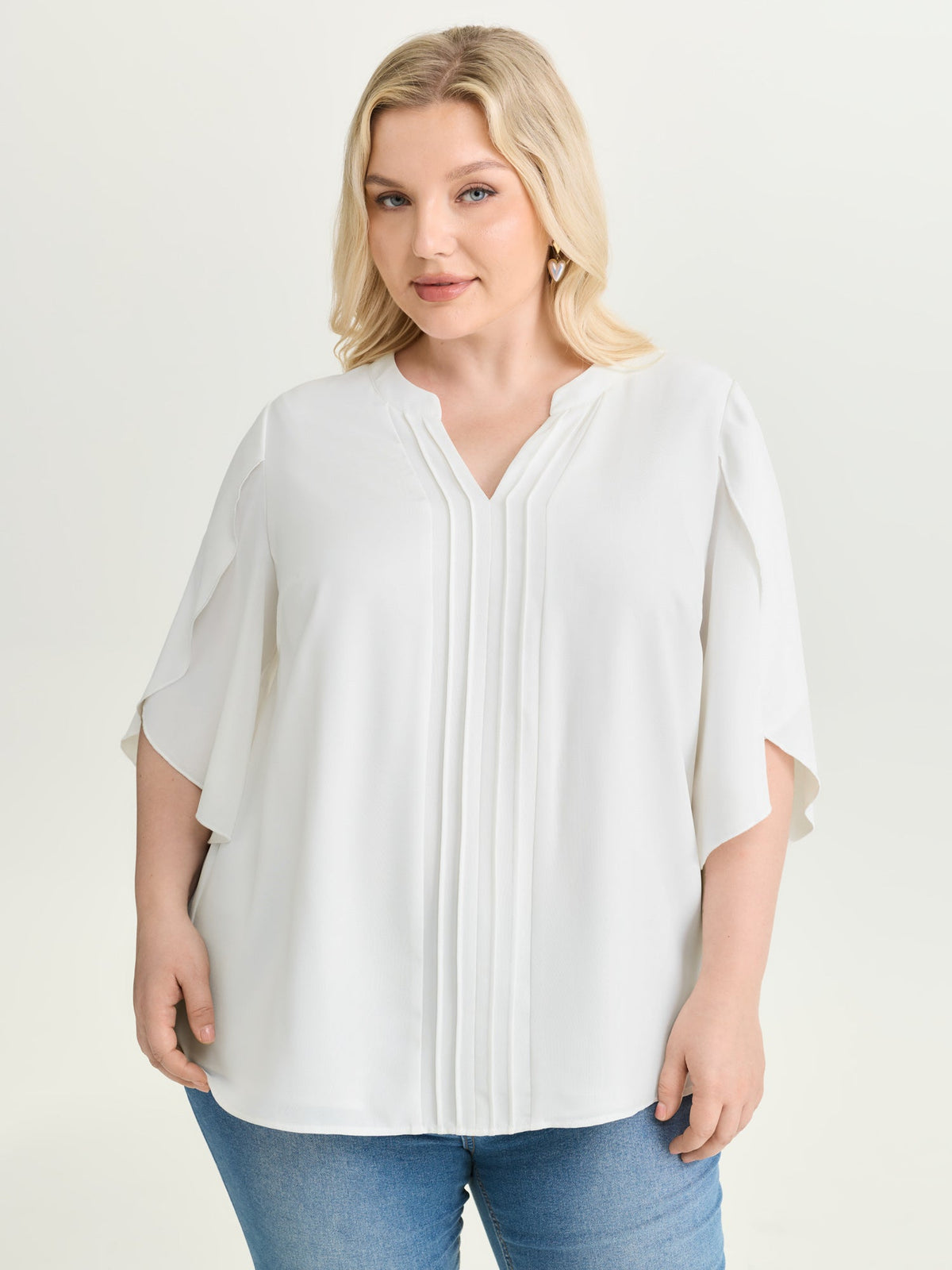Petal Sleeve Toothpick Pleats Shirt