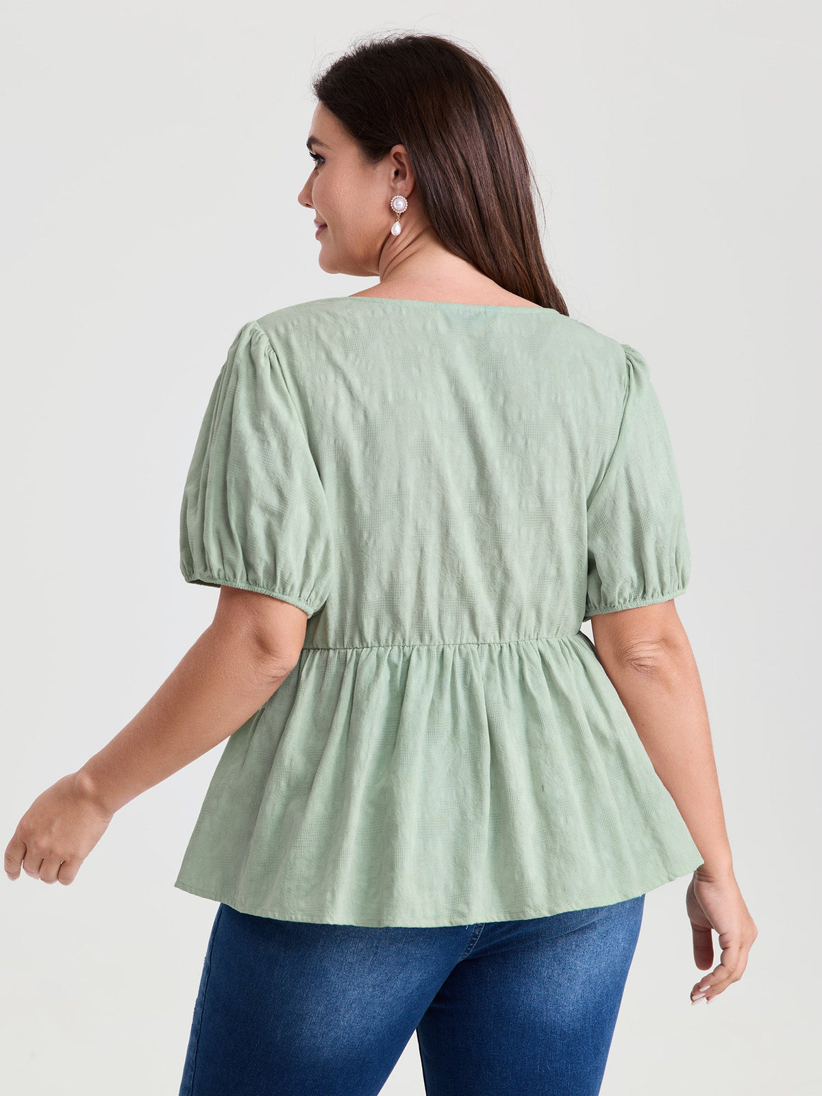 Textured Fit And Flare Plain Blouse
