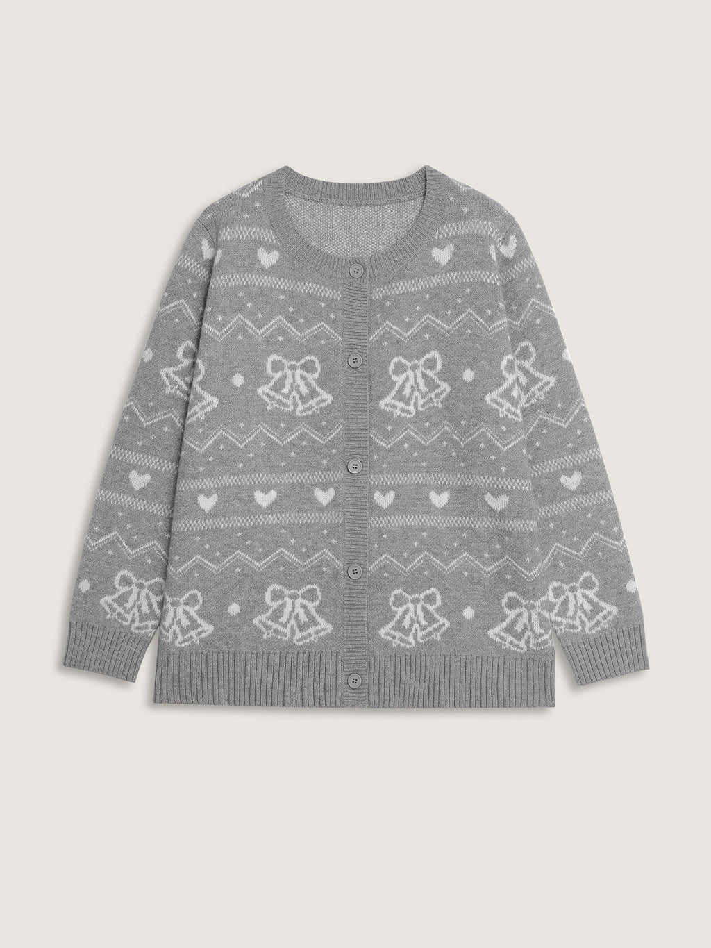 Supersoft Holiday Bells Jacquard Button Knit Cardigan