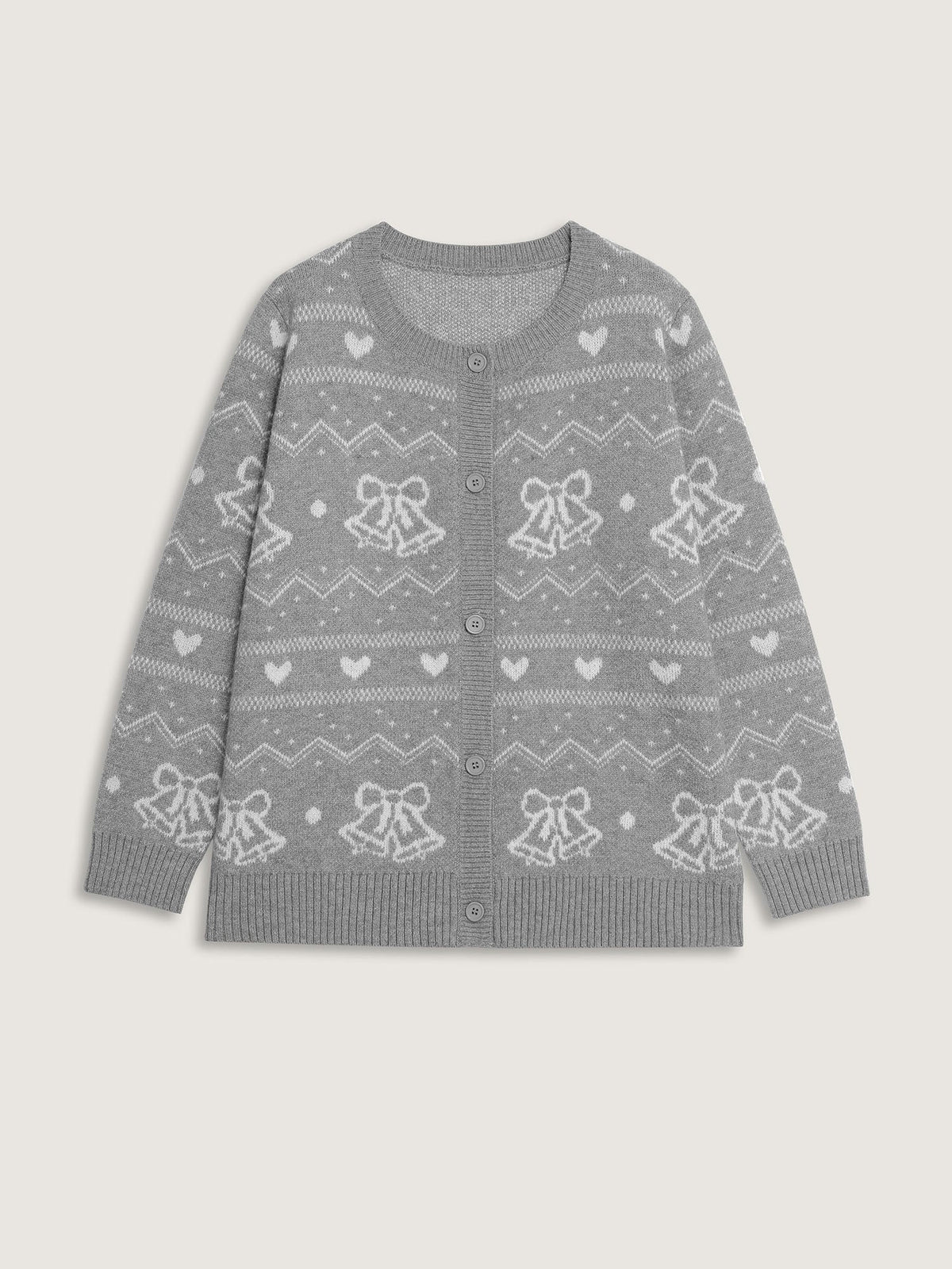 Supersoft Holiday Bells Jacquard Button Knit Cardigan