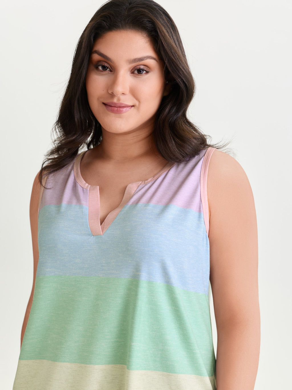 Multi-Color Stripes Off-Sleeves Vest