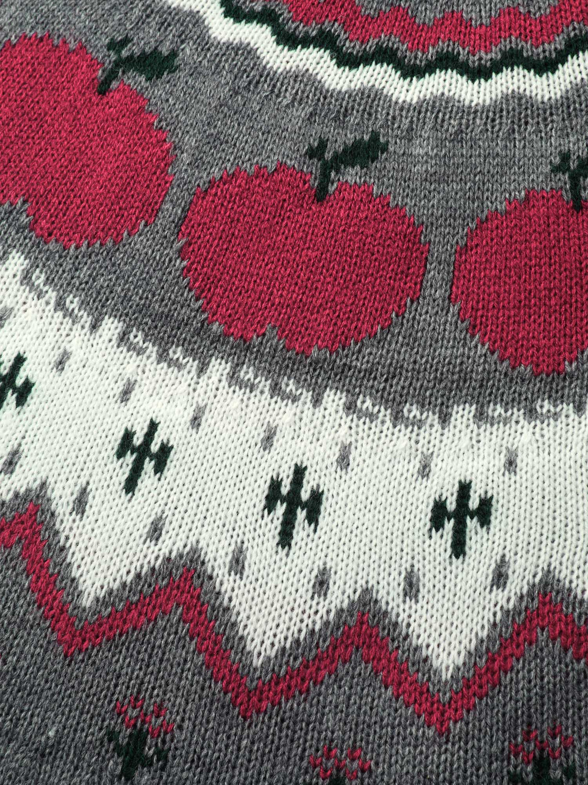 Apple Pattern Color Contrast Knit Cardigan