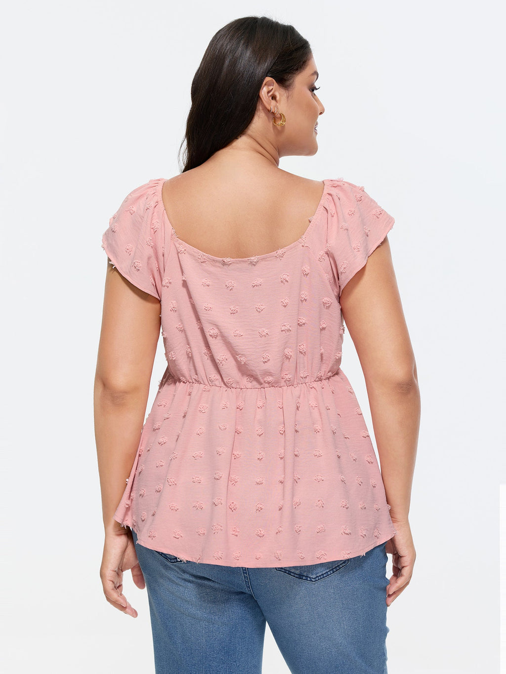 Ruffled Sleeve Adjustable Ruched Bodice Blouse