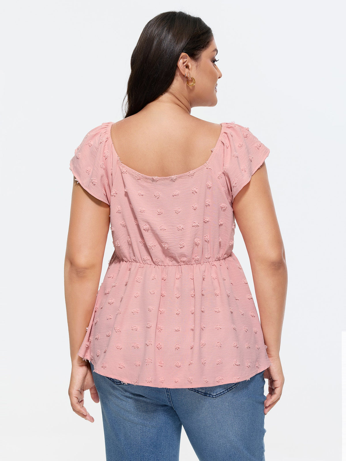 Ruffled Sleeve Adjustable Ruched Bodice Blouse