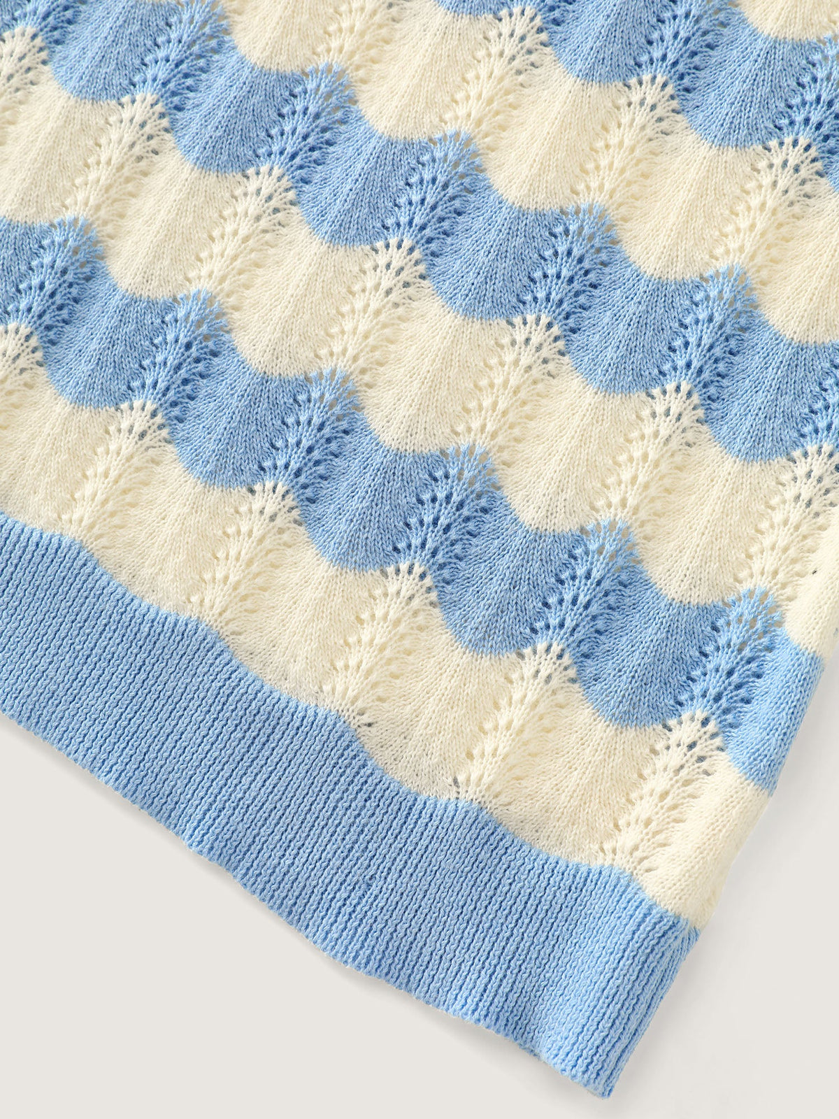Wavy Stripe Hollow Hooded Pullover