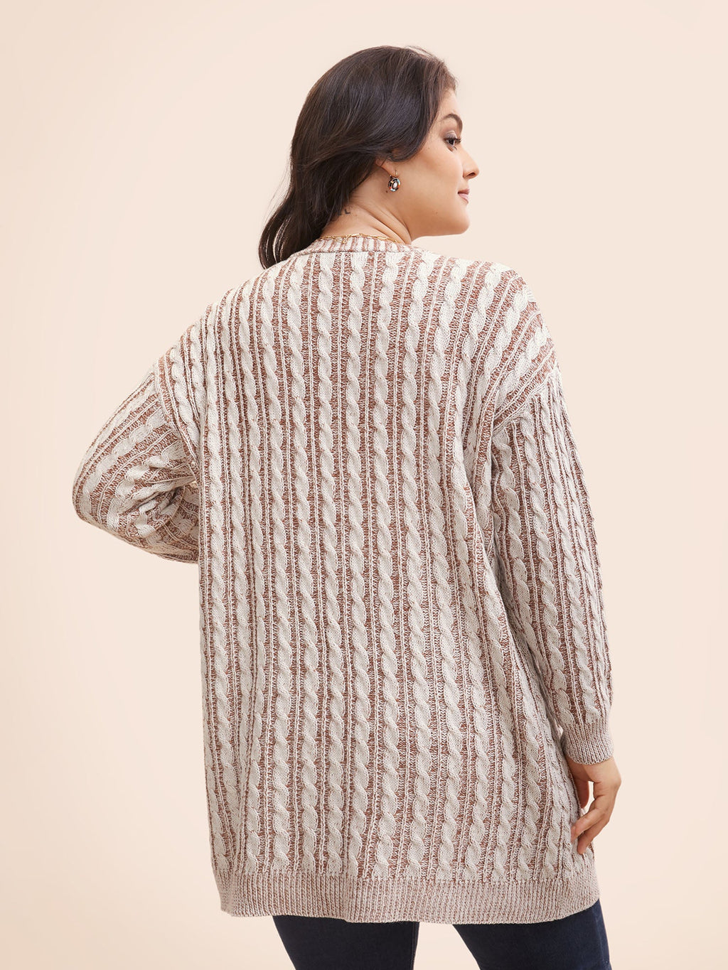 Texture Cable Knit Patch Pocket Cardigan