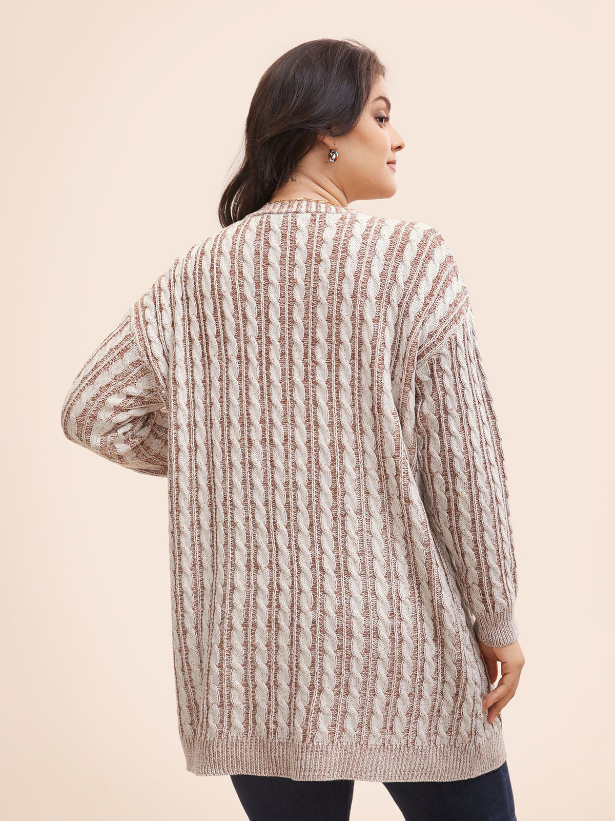 Texture Cable Knit Patch Pocket Cardigan