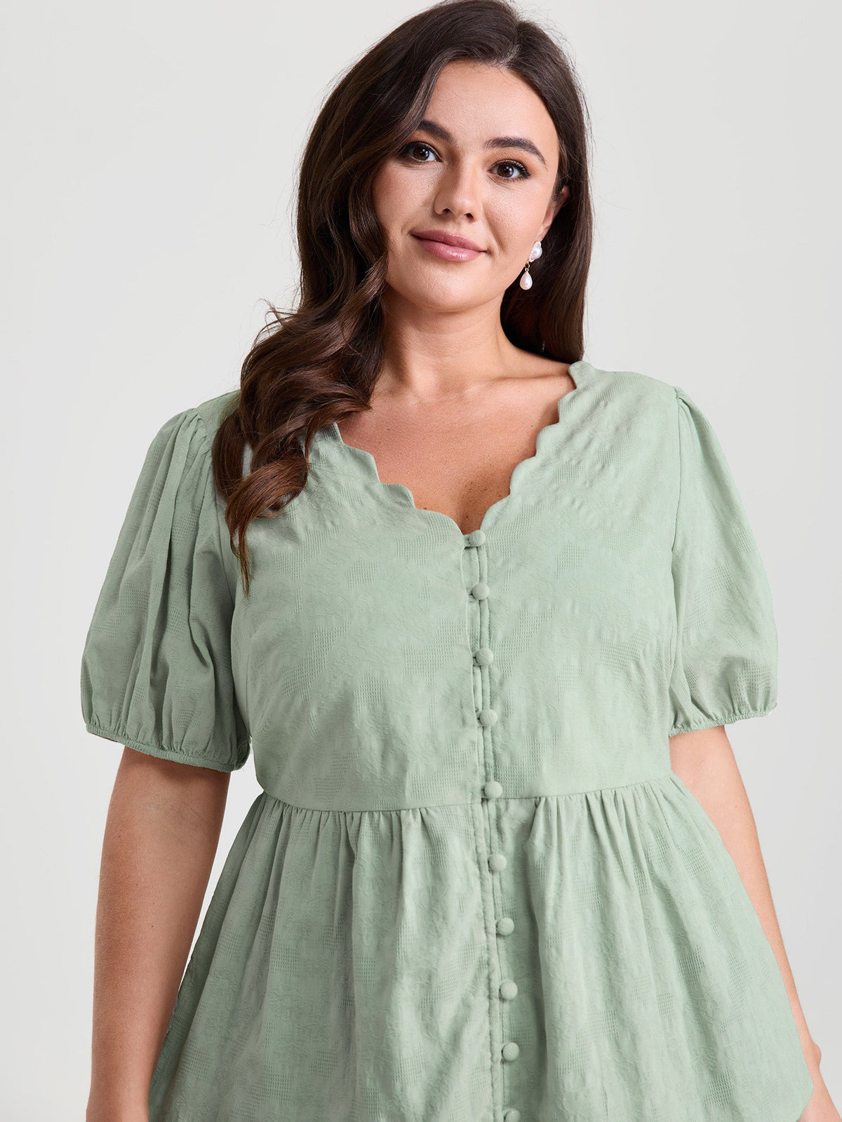 Textured Fit And Flare Plain Blouse