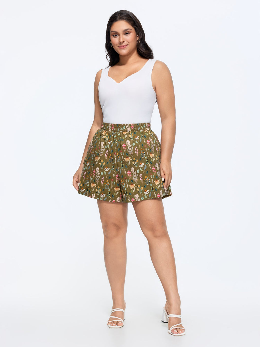 Floral Print Wide Waistband Shorts